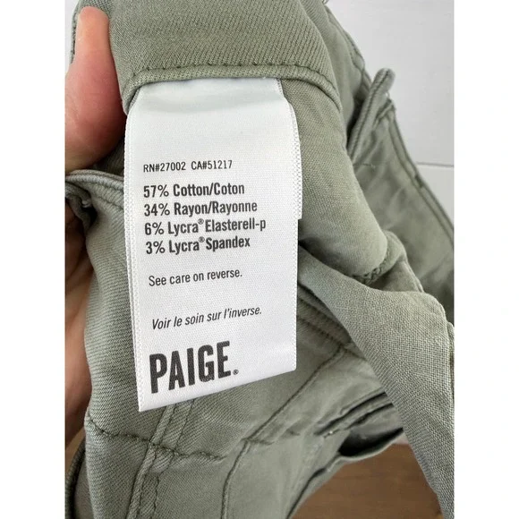 Paige Cargo Shorts Womens 30 Olive Green High Rise Utility Twill Summer Festival - Picture 9 of 9